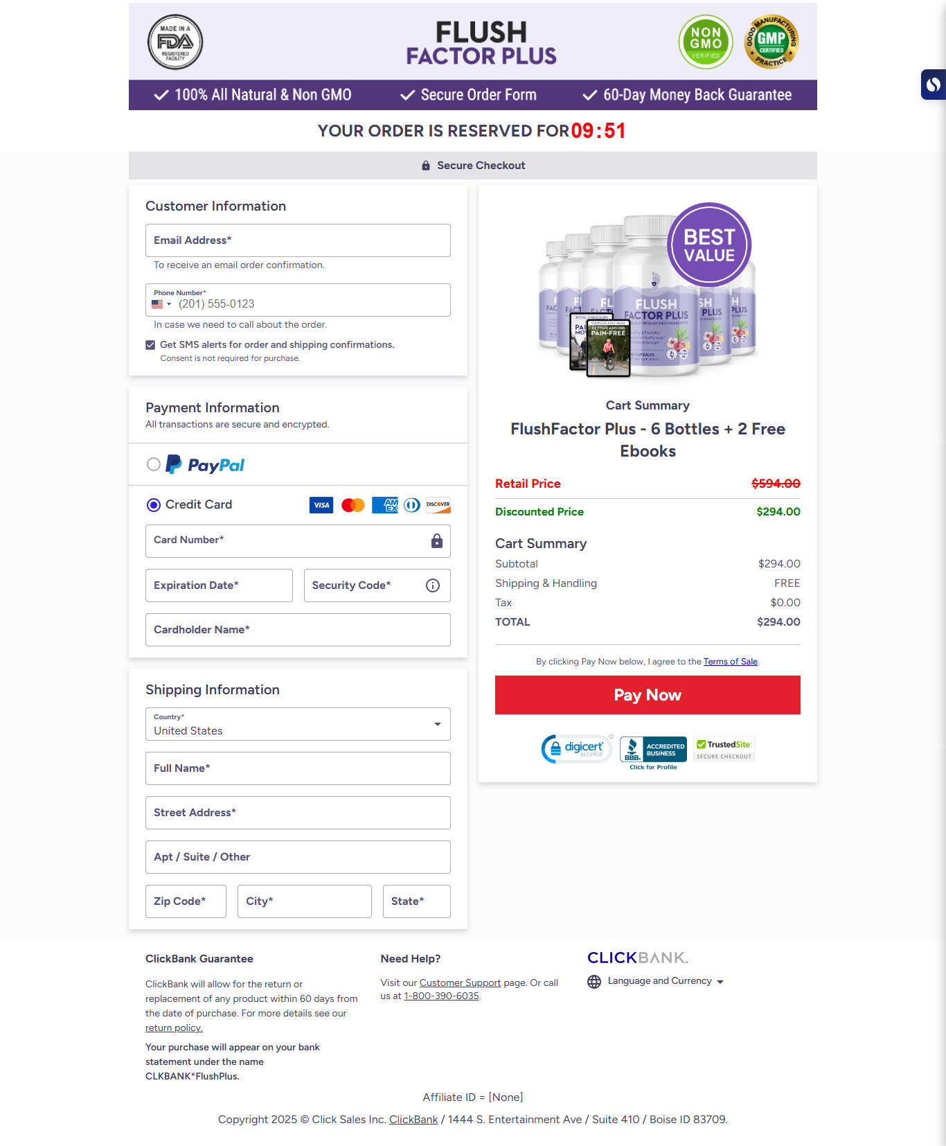 Flush Factor Plus -checkout-page